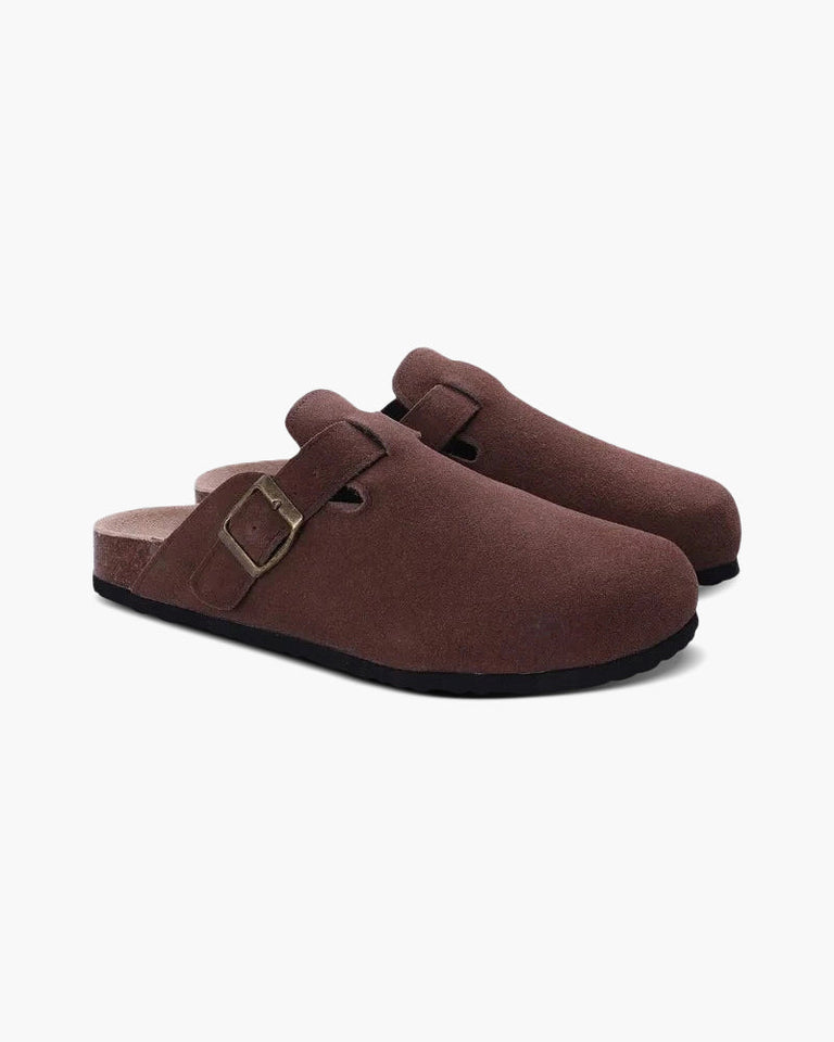 Suede clogs